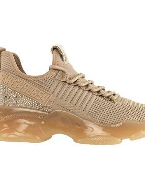 Steve Madden Womens Maxima Rhinestone Sneaker 8M Beige NWT